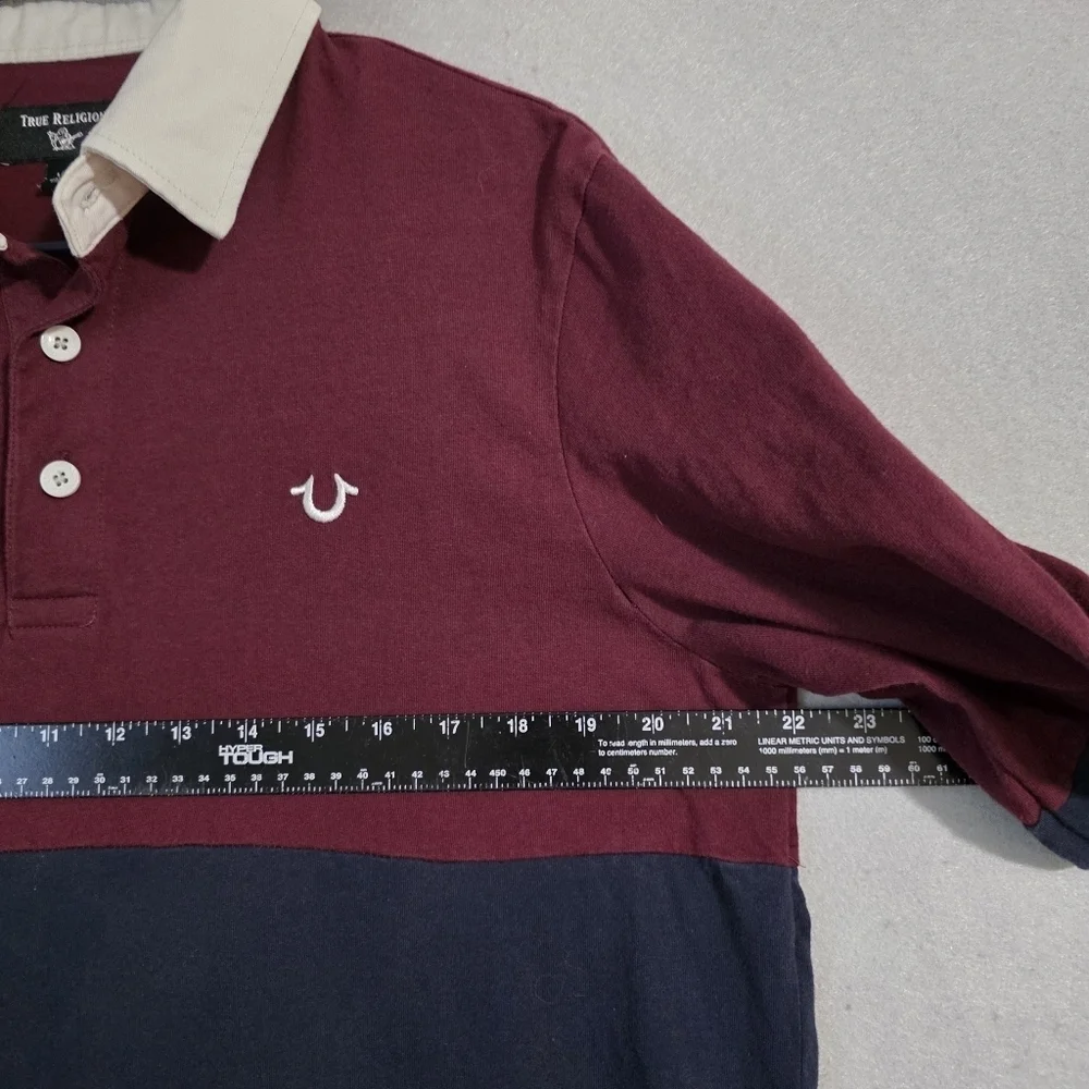True Religion Mens Color Block Rugby Shirt 100% Cotton 104933 Size Large